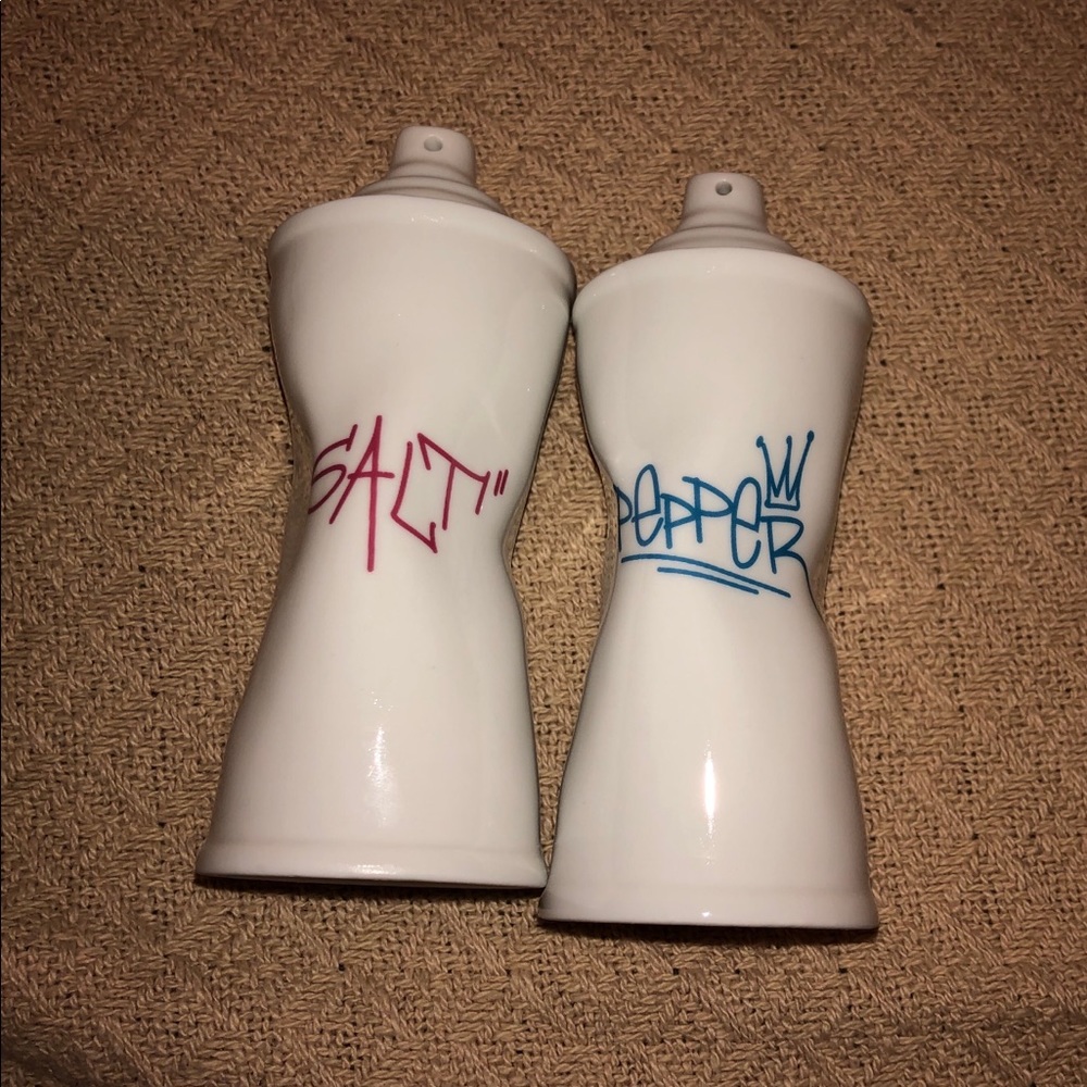 Salt and pepper shakers - graffiti font - unique fun gift for housewarming